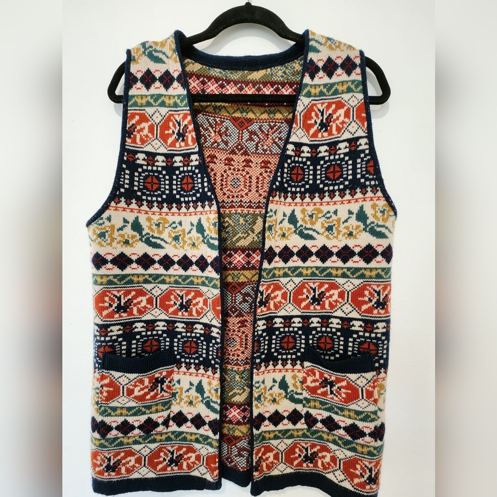 Vintage Knit Sweater Vest w/ 2 Pockets
